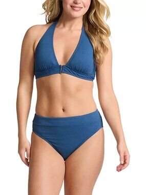 90$ Tommy Bahama Island Cays Solid Halter Bikini Top Size S Indigo Tide Blue
